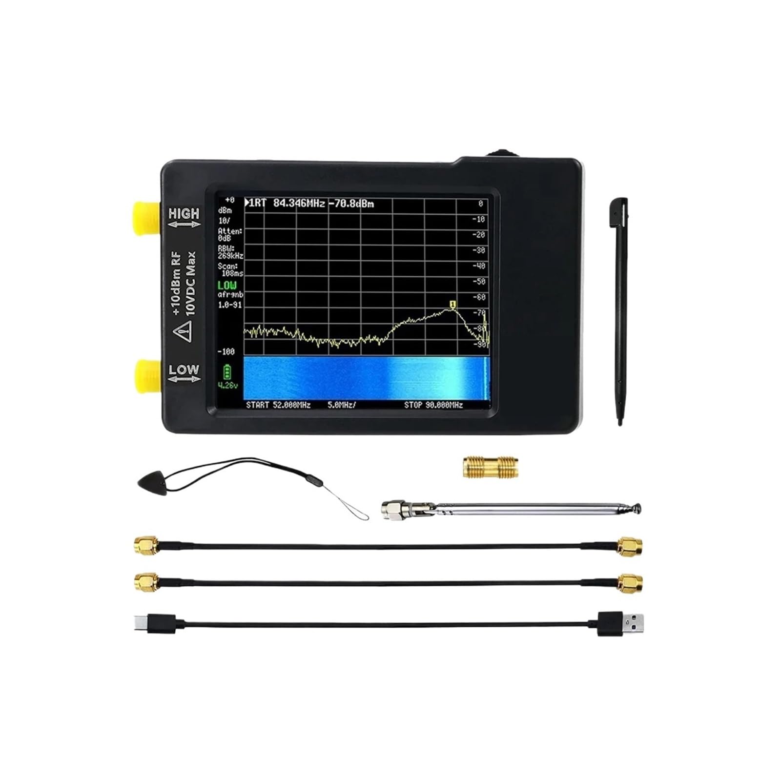 AMAZWI Antennenanalysator analysator MF/HF/VHF UHF-Eingang for 0,1 MHz–350 MHz und UHF-Eingang for 240 MHz–960 MHz Signalgenerator Spektrumanalysatoren