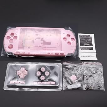 JMXLDS PSP 3000 Pink Full Housing Shell Cover with Buttons Screws Set - Compatible with PSP 3000 Series