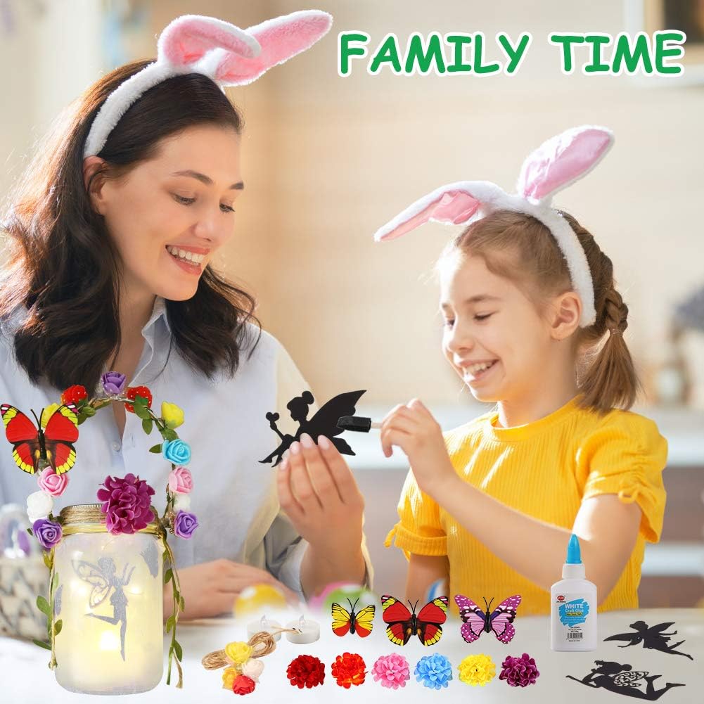 KIWEN Fairy Lantern Craft Kit for Girls and Boys, Fairy Garden Kit,Lantern Light, DIY Fairy Jar Night Lights Craft for Kids