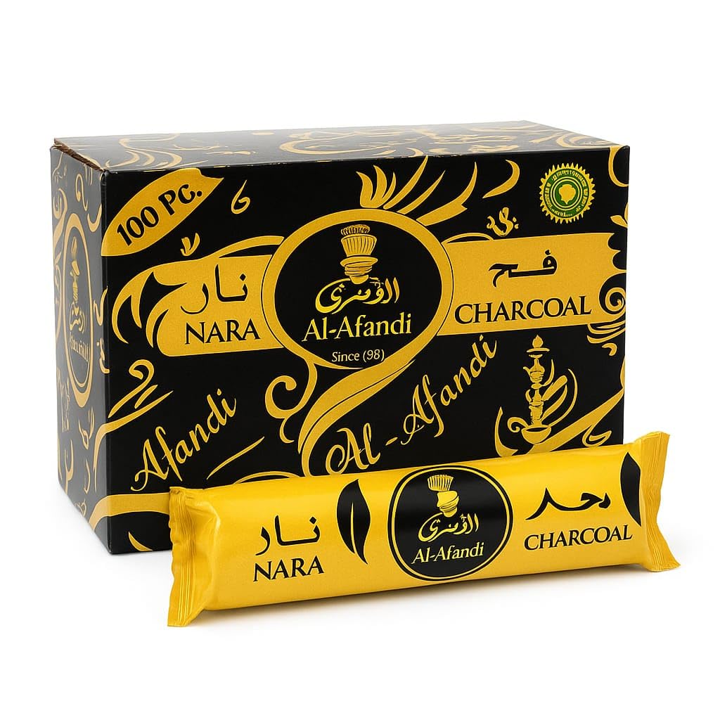 Al Afandi Coconut Charcoal Magic Coal for Hookah Sheesha Pack of 10 Rolls (Grey, Yellow, 1 Box) | by LUCKY PASTA-image-9