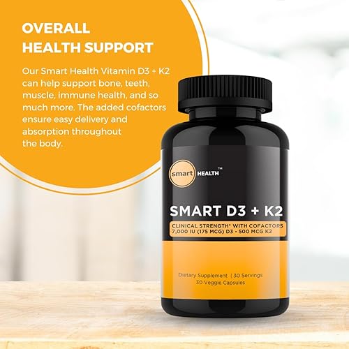 Miniatura 4 de Vitamina D3 + K2 - Salud ósea y apoyo inmunológico - 7000 UI(175 MCG)D3 + 500 MCG K2 - Cofactores B6, magnesio y zinc - Sin gluten, vegano, sin OMG