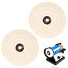 2 Pack 6 inch Grinder Polisher Cotton Buffing Polishing Wheel, Buffing Wheel with 1/2" Arbor Hole 50 Ply White Fine Cotton for Metal Jade Wood Jewelry Drill Polishing Kit