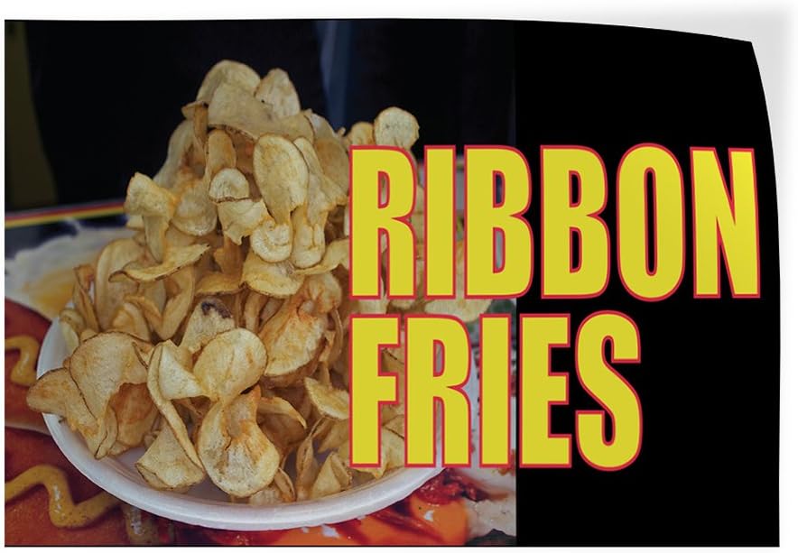 Decal Sticker Multiple Sizes Ribbon Fries #1 Restaurant & Food Potatoes ribbonfries Outdoor Store Sign Black - 14inx10in, Set of 2