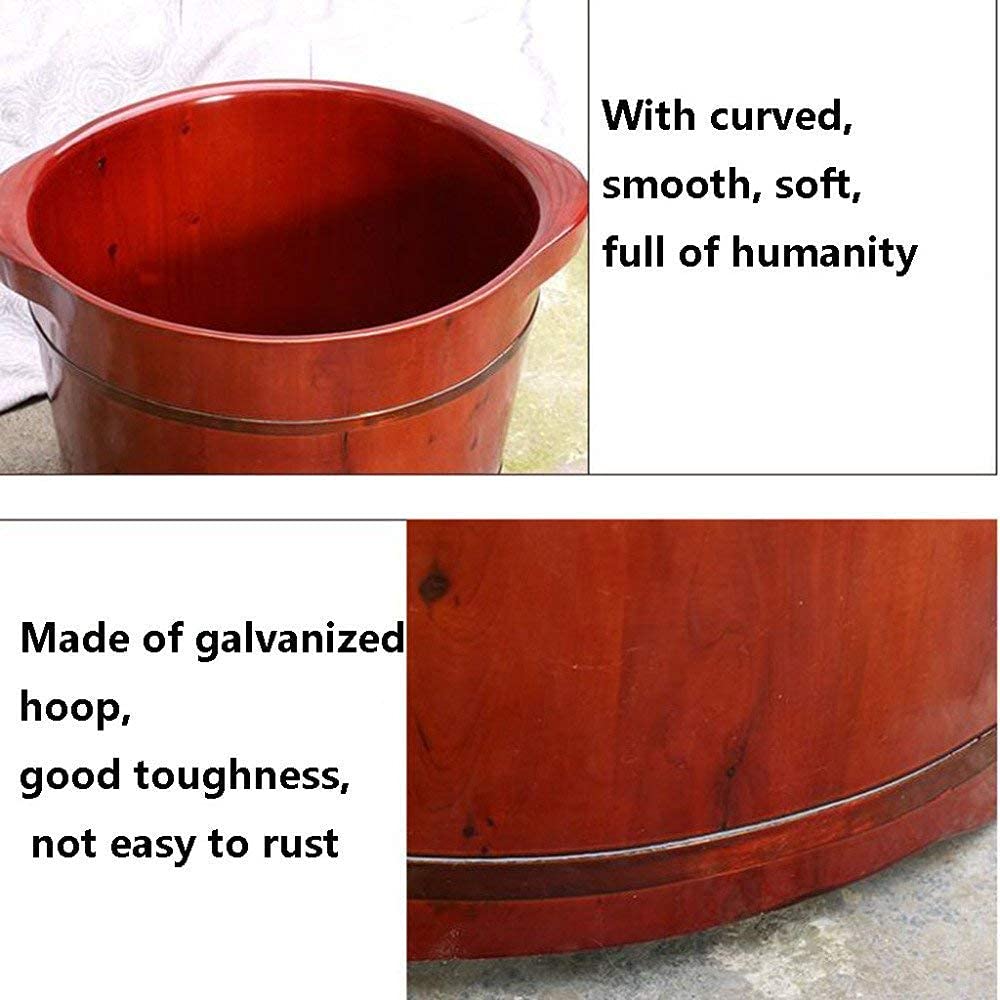 Cubo para pediluvio de madera natural, lavabo para pedicura, suministros para baño de pies para sauna, dientes de roble de 35 de alto con cubierta para tarjeta, barril de pub para pies de espuma de