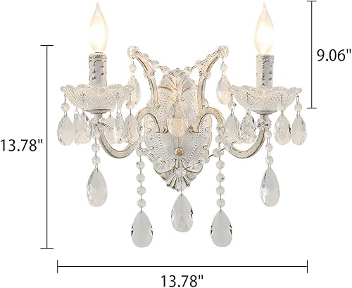 Miniatura 5 de YLONG-ZS Aplique de pared de cristal blanco, iluminación moderna de la sala de estar del dormitorio de la lámpara de pared de la sombra de las gotas