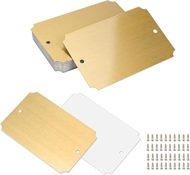20 Pcs Name Plates Laser Engraved, Plaques Personalized Engraved, Solid Metal Plate, Name Plate for Desk, Personalized Plaque Blank, Custom Name Tag, Laser Engraving Blanks 2 X 3 Gold