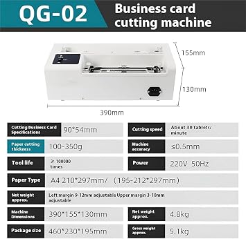 Electric Business Card Cutting Machine, Automatic Cutter Card, 9Cutting 30 Pieces/min, 350g Business Card Cutter, 9-12mm Adjustable Margin Name Card Slitter, for Busi, for Business