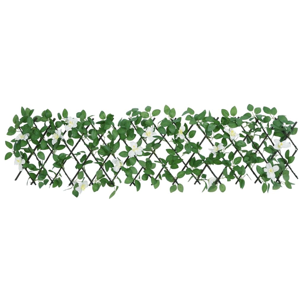 Enrejado De Hiedra Artificial, Extensible, PVC Y Madera, Privacidad Y Decoración, Celosías para Terraza Exterior, Celosía Extensible, Enrejado para Plantas Trepadoras, Verde, 20 x 40 cm - 180 x 30 cm
