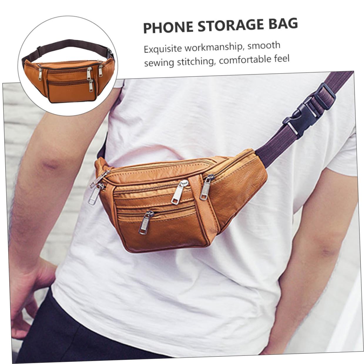 Riñonera para Hombre de Pu Amarilla, Diseño Vintage y Elegante