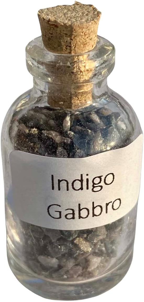 Indigo Gabbro Mystic Merlinite Crystal Mini Gemstone Bottles, Many Different Crystals Available! (Gabbro Indigo Merlinite)