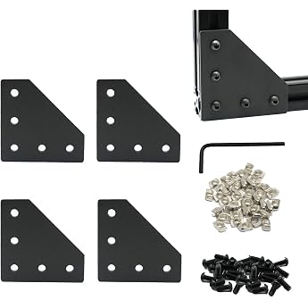 Iverntech 4 Pieces L-shaped Corner Bracket Connection Plate with 20 Pieces M5 T Nuts + 20 Pieces M5 Screws + 1 Piece Wrench for Standard Aluminum Extrusion Profile with 6mm Slot 2020