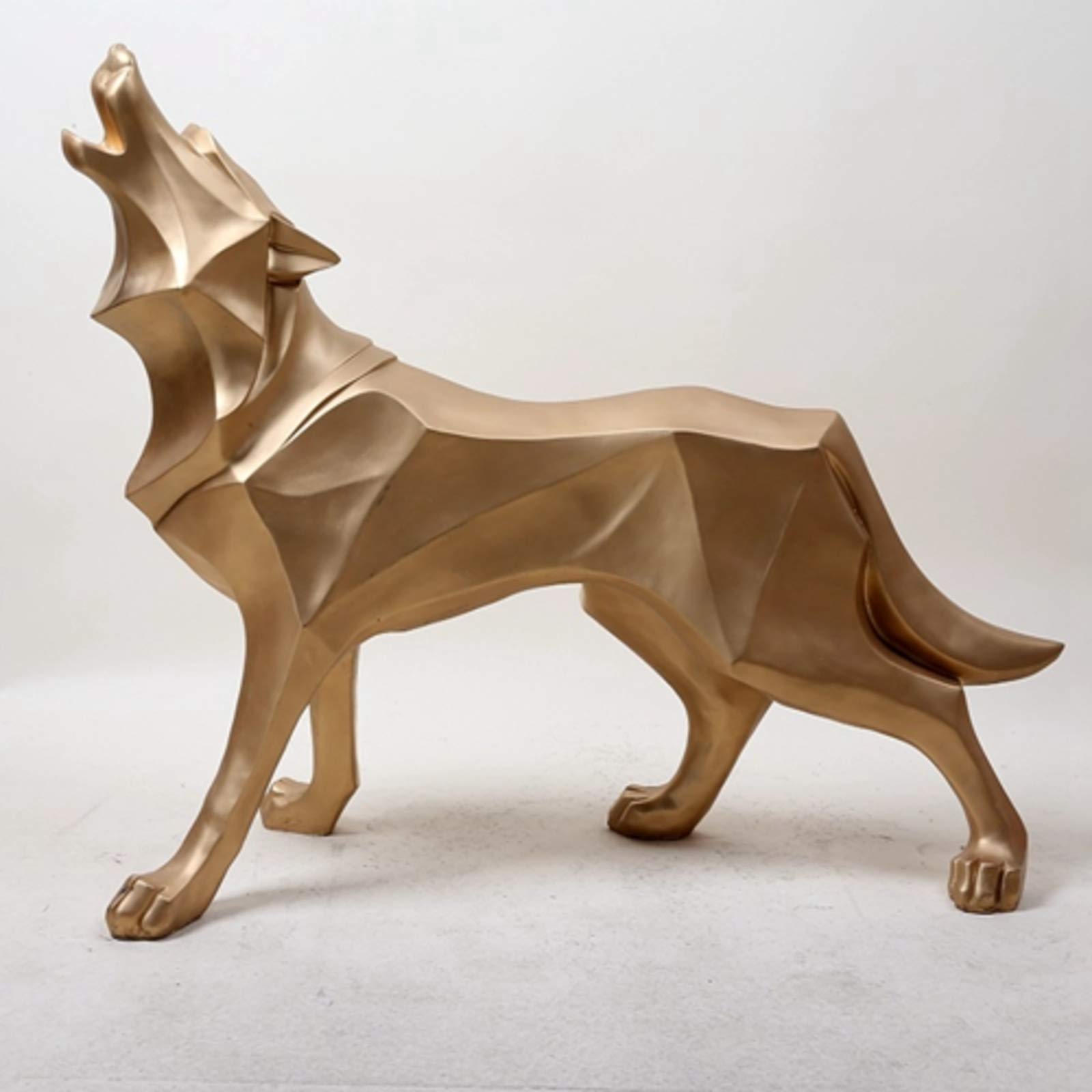 Wolf Resin Statue Model Figurine Geometric Abstract Ice Wolf Wildlife Decor Gift Ornament Animal Totem Wolf Dog Sculpture Crafts-Gold 1