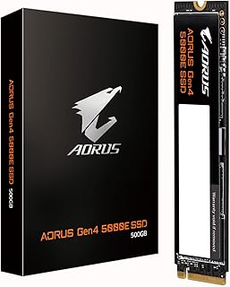 Gigabyte AORUS Gen4 5000E SSD 500GB PCIe 4.0 NVMe M.2 Internal Solid State Hard Drive with Read Speed Up to 5000MB/s, Write Speed Up to 3800MB/s, AG450E500G-G