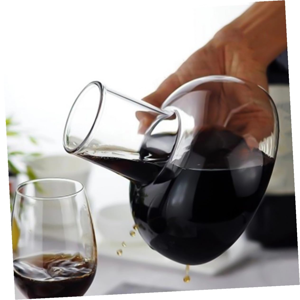 Caraffa Vino in Vetro senza Piombo 1500ml Resistente | Casa e Ufficio, Uso Acqua Fredda, Design da Tavola, Finitura Trasparente