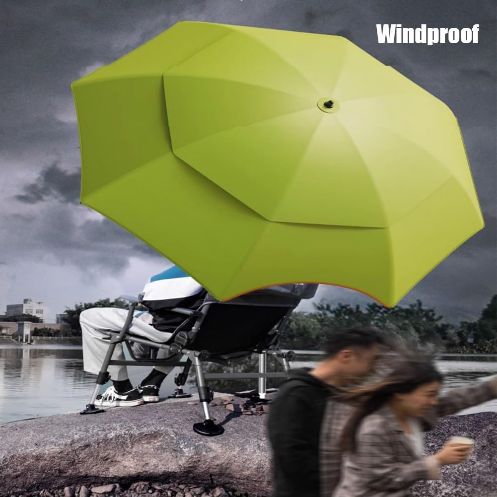 Parasol Wędkarski UV 50+, Przenośny Parasol Kempingowy 220 cm z Kotwicą Piaskową, Kąt Nachylenia Składany Wiatroodporny