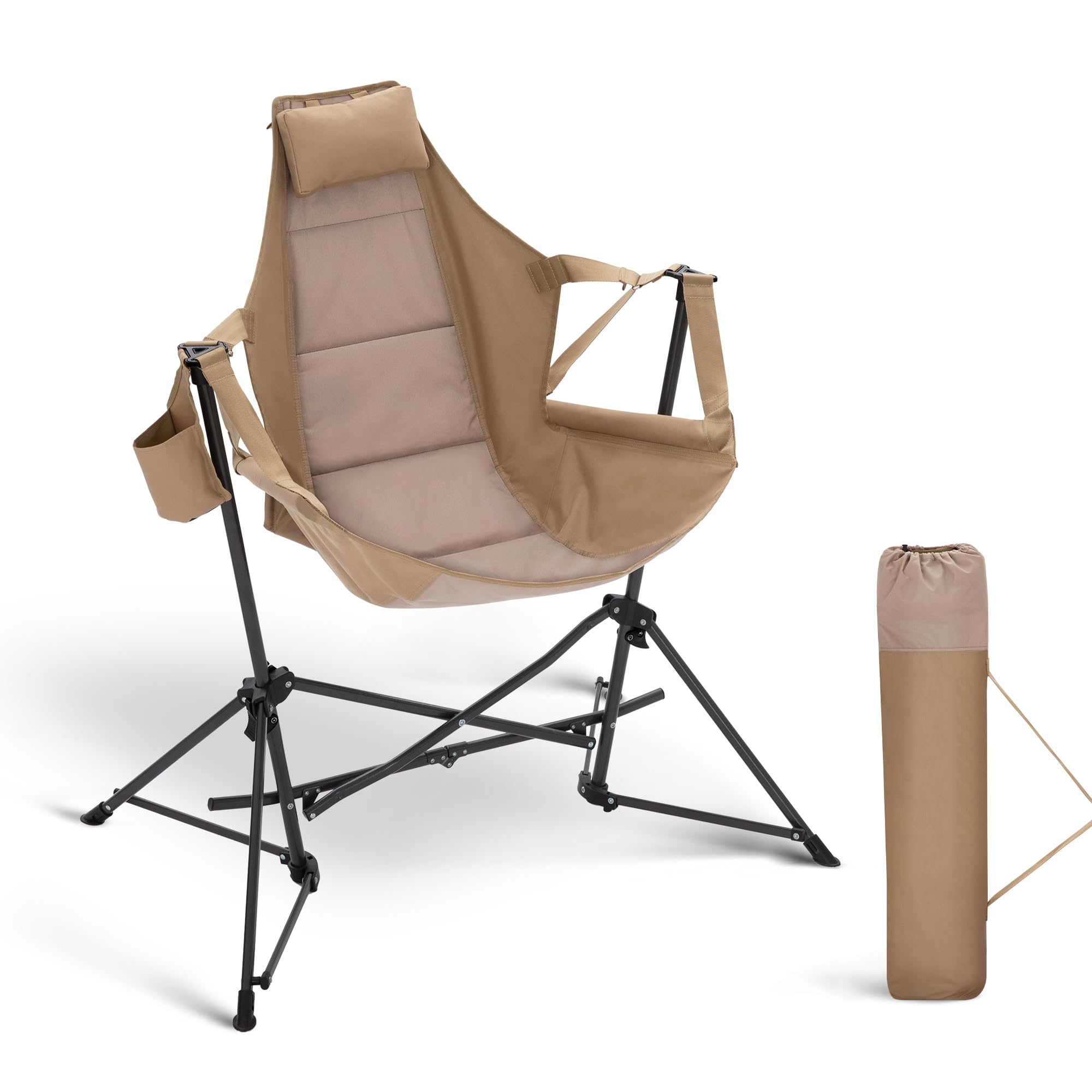 LET'S CAMP Hammock Camping Chair, Lightweight Portable Outdoor Chair for Camping and Hiking, Supports 300lbs, Khaki