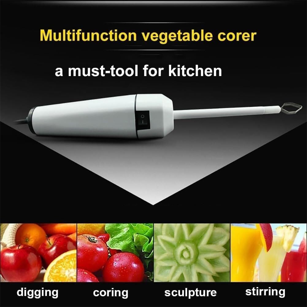 Vegetable Corer Handheld Zucchini Tool With Adjustable Stainless Steel Heads OneButton Speed Control For Home Kitchen Fruit Vegetable Seed Remover Coring Tool