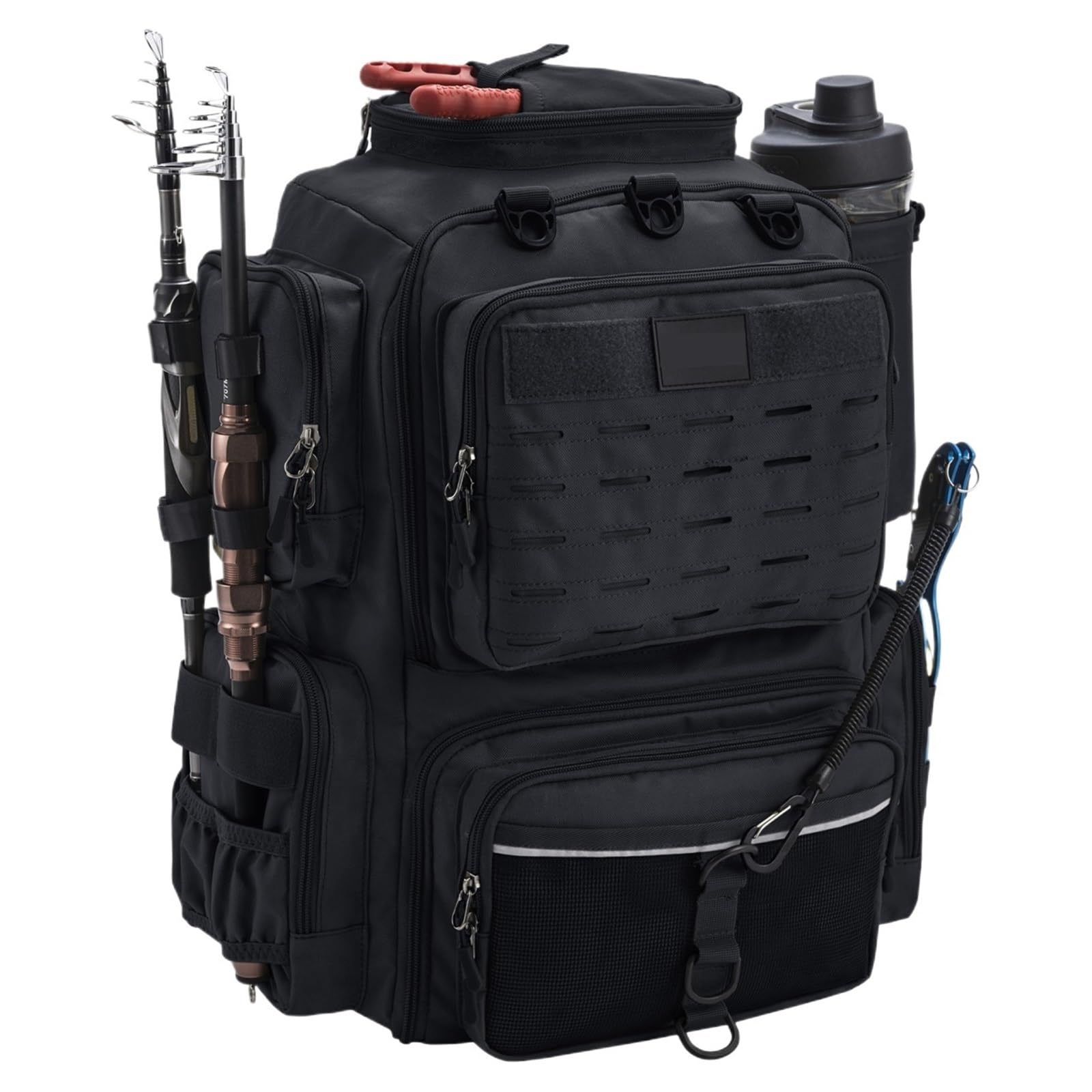 Tackle Storage Bags Outdoor Multifunctional Backpack Travel Mountaineering Explore Bag Fishing Storage Backpack Borsa da Pesca(Black)