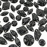 120Pcs Amazing Different Sizes All Stars Faceted Mirror Black Gems Beads Rhinestones Sewing for DIY Costume Decorations