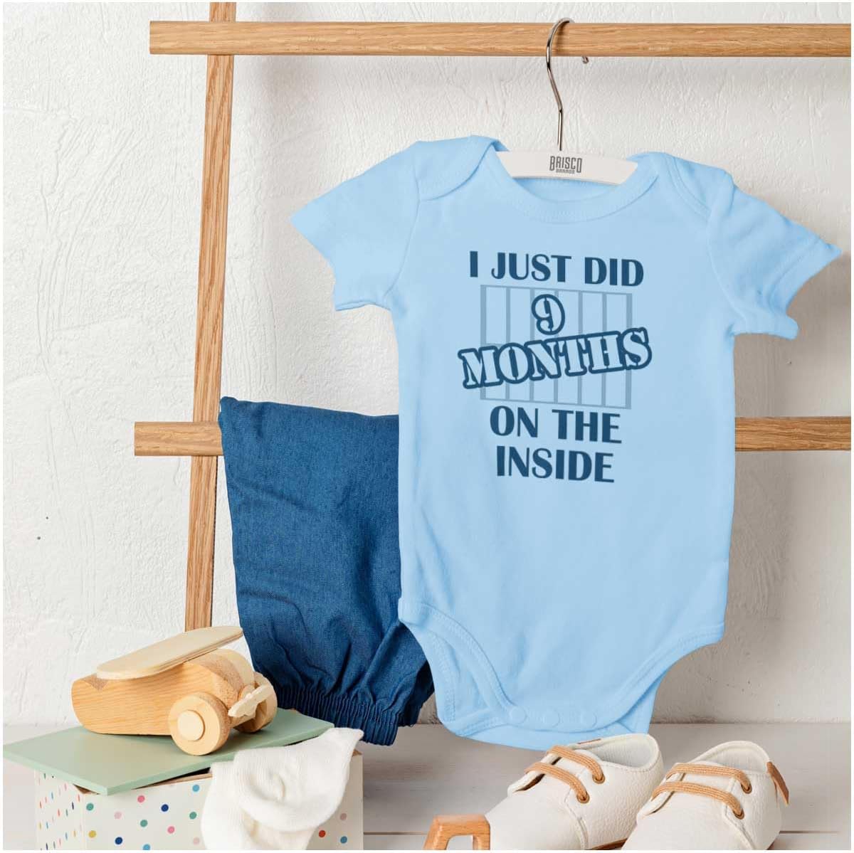 Brisco Brands 9 Months Inside Resisting A Rest Funny Baby Romper Boys or Girls