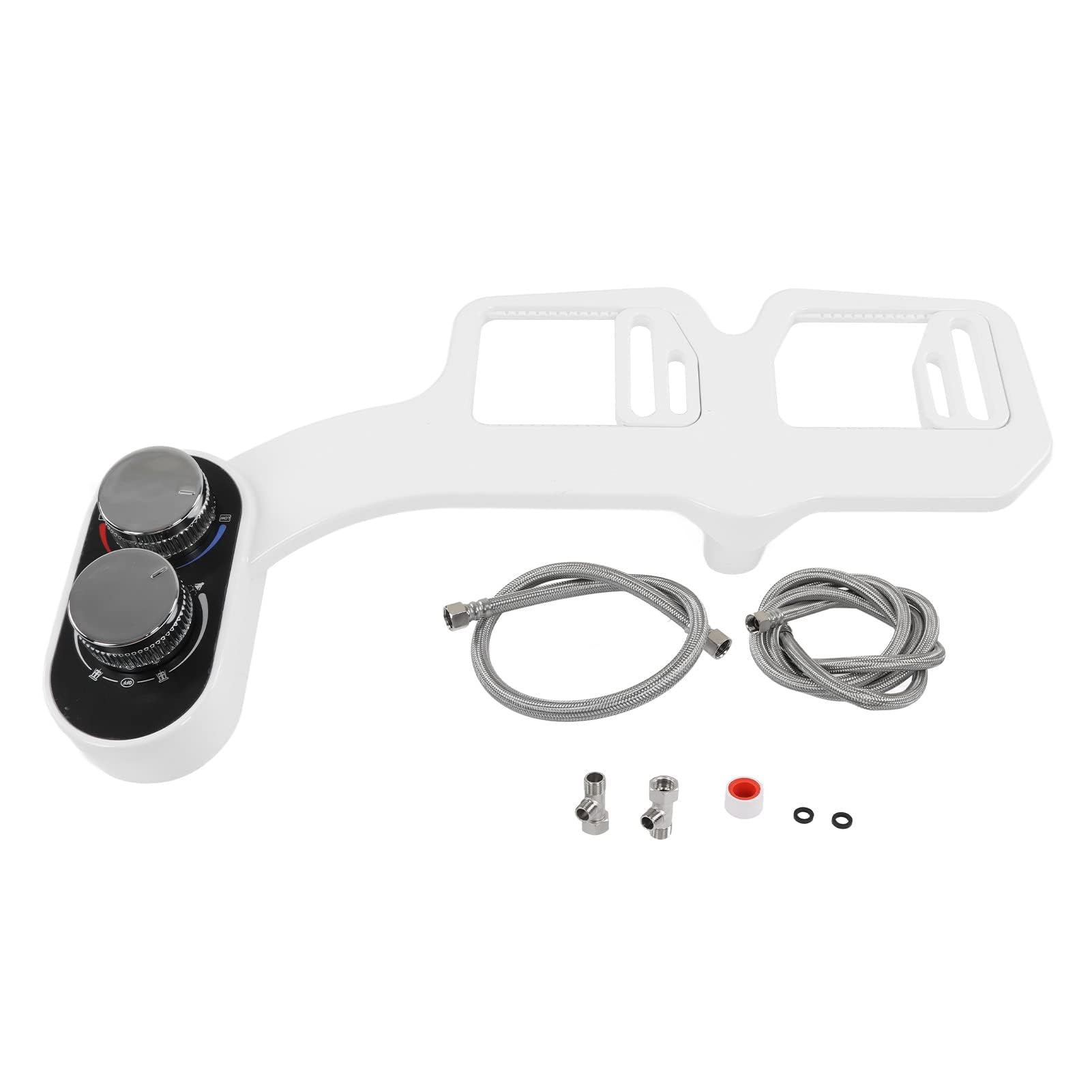 Pulverizador Bidé Doble Boquilla Accesorio Inodoro con Interruptores de Perilla Control Presión Ajustable Agua Limpieza Higiene Personal Baño Conexión 3/8 Europa