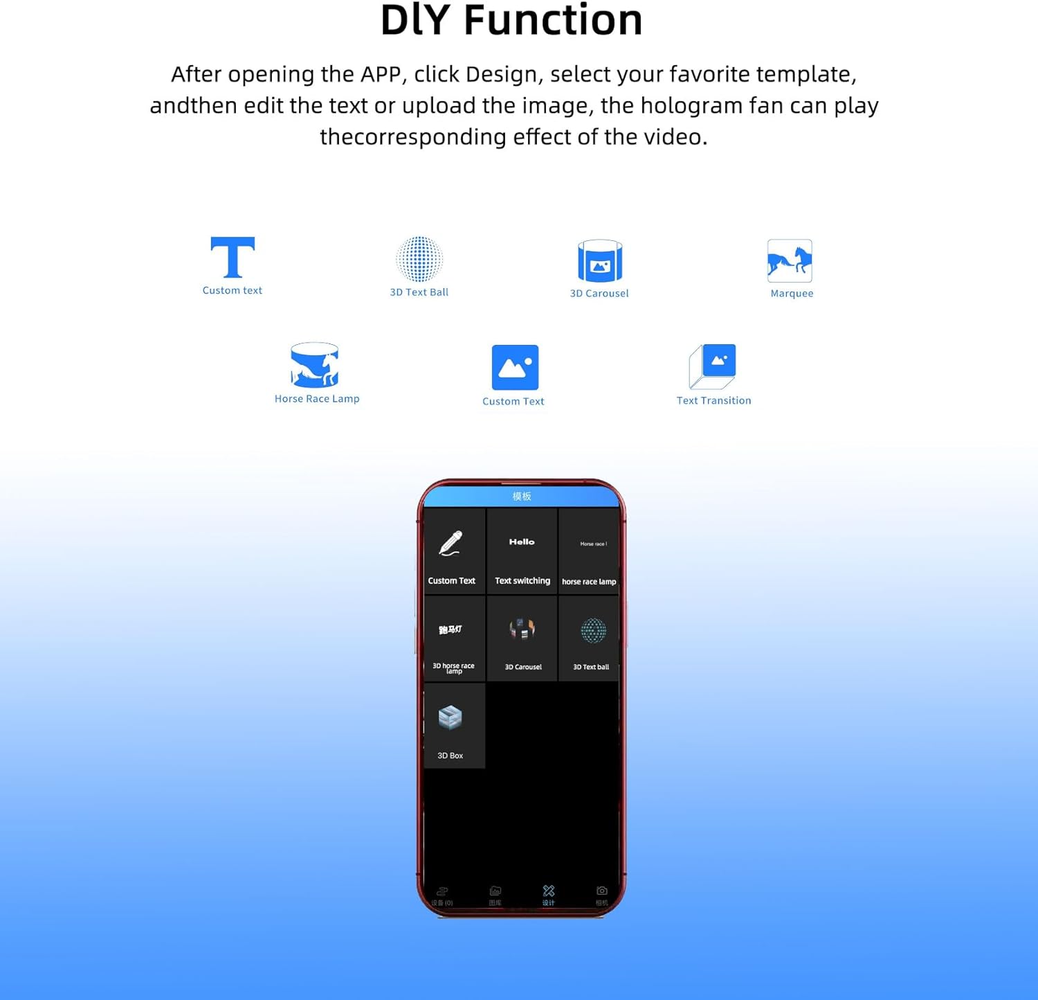 Holographic Fan Projector Screwless Led Lights HD with App and WiFi, Remote Control for Bar, Shop, Halloween, Christmas, (22 "(WiFi+remote control+Bluetooth))with 1500 Video Library