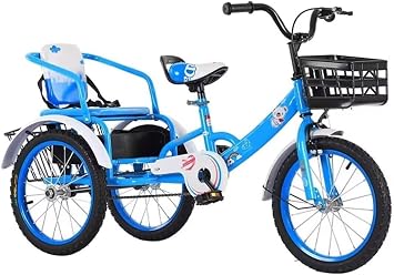 Tricycle Rickshaw with Pedals,Cruiser Tricycle,Tandem Trike with Back Seat,Single Brake on Front Wheel,3 Wheels Bicycle with Back Basket