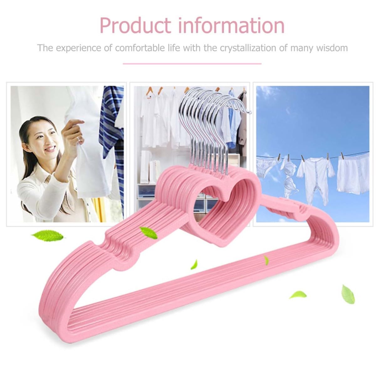 Kleiderbügel ohne Kanten 10 Stück Rosa aus Abs Kunststoff zufälliger Stil mit Rostfreien Haken Formschönes Design Stabiler Kleiderständer für Heimgebrauch