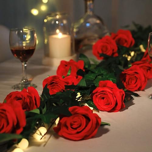 Miniatura 6 de Pack de 10 rosas artificiales Luyue para decoración en fiestas bodas etc
