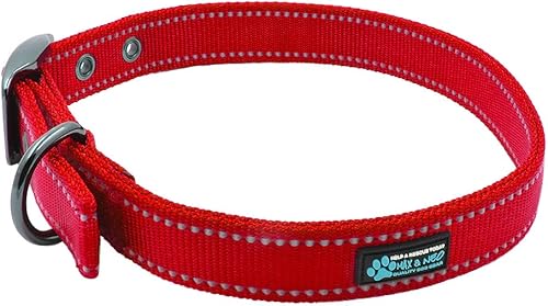 Miniatura 2 de Max y Neo Max reflectante hebilla metálica  Collar de perro donamos un cuello para un perro Rescue de cada Collar Se Vende, L, Rojo