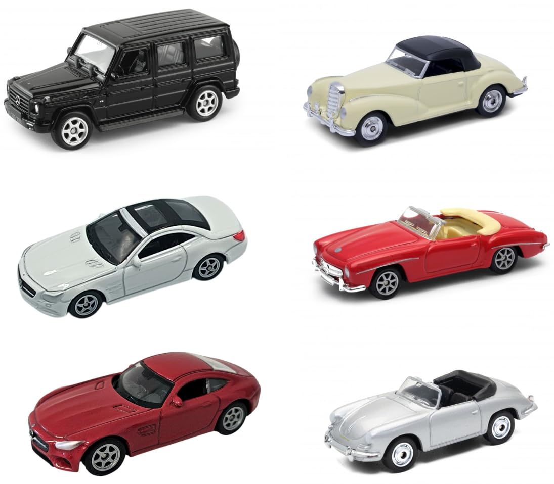 Set of 6 German Miniature Cars, 1:64 Scale, 3 inches (7.5cm