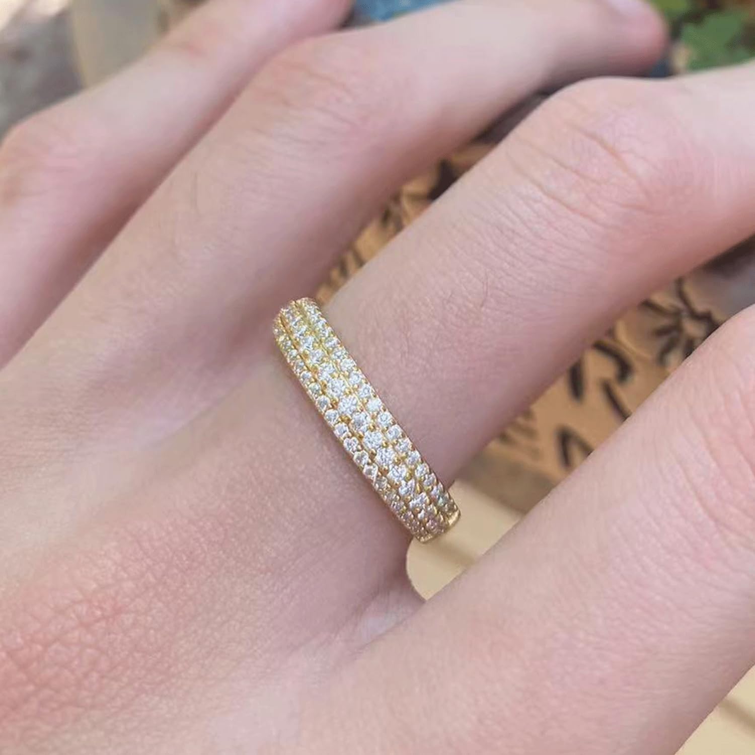 Moissanite Wedding Band 925 Sterling Silver Stackable Ring Anniversary Jewelry for Women Size 5-10 with Gift Box