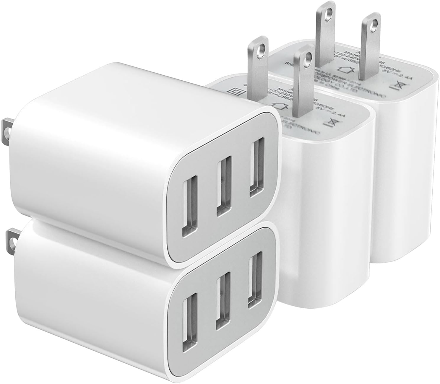 USB Charger Block, Wall Plug in Charging Blocks, Fast Charging Multiport Wall Chargers Power Adapter for Charger for Mobile Phone 16/15/14/13/12/11/10 Pro and More【4 Pack 】 (White)