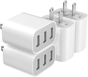 USB Charger Block, Wall Plug in USB Charging Blocks, Fast Charging Multiport Wall Charger Power Adapter for Mobile Phone 15/14/13/12/11/10 Pro and More【3-Port Charger 】