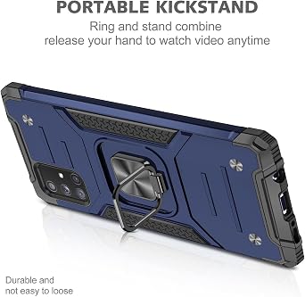 Dionsibei for Samsung Galaxy A71 5G Case Military Grade Built-in Kickstand Case with Stand Holster Armor Heavy Duty Shockproof Cover Protective Case for Galaxy A71 5G Phone Case (Blue)