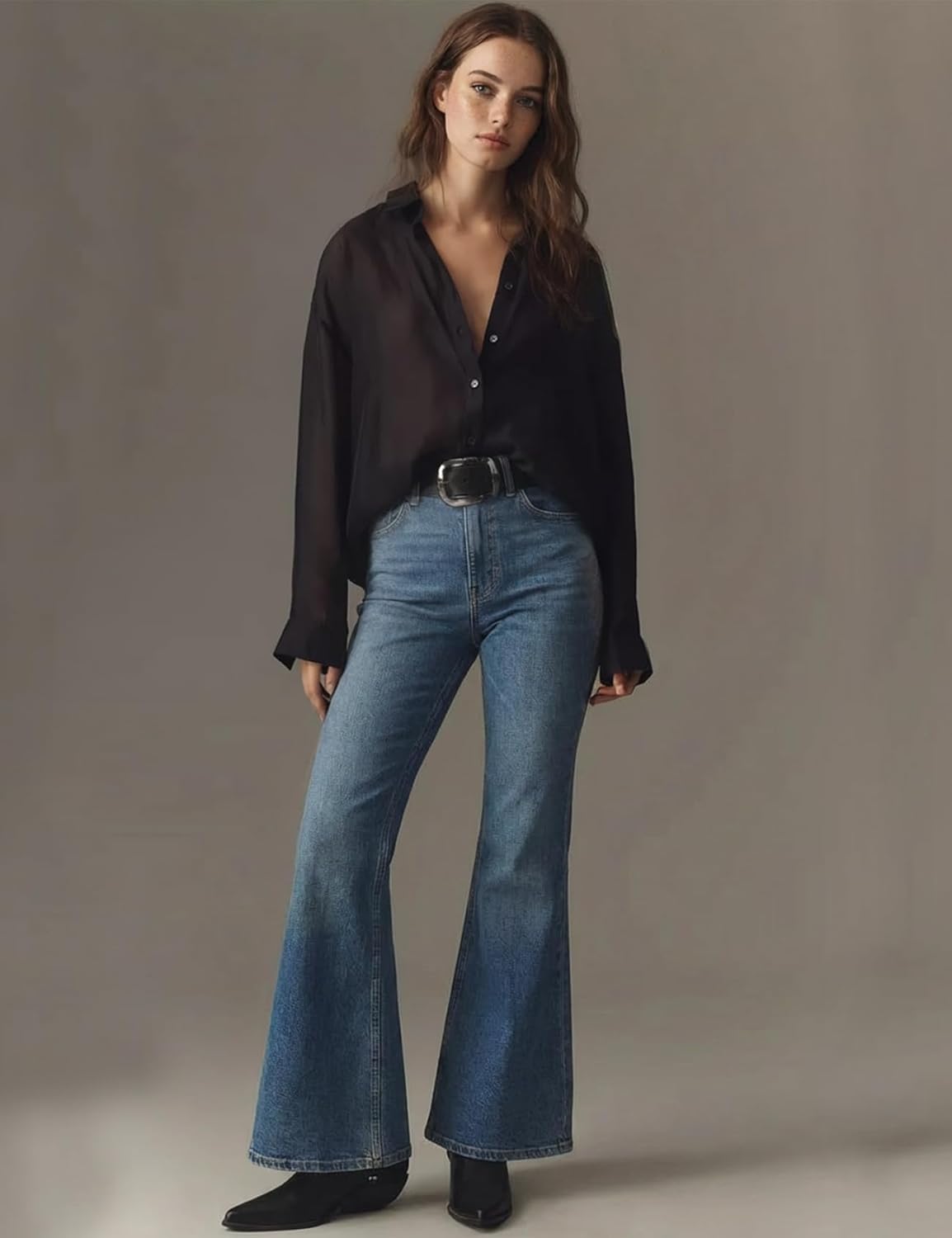 Wyeysyt Womens Shiny Sheer Blouse Top Sexy Mesh Shirt See Through Long Sleeve Shirts Button Down Collared Tops - Image 5