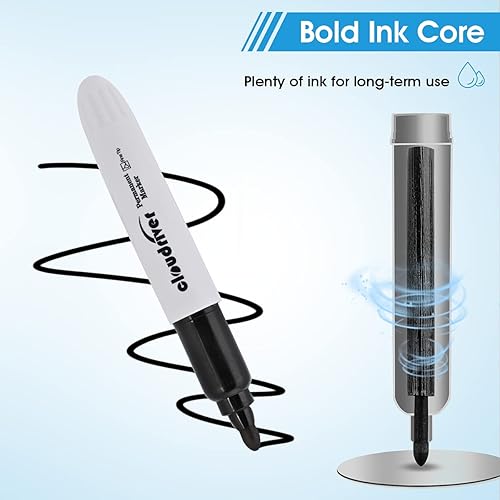 Miniatura 2 de cloudriver Jumbo Size Permanent Markers, Black, 20 Pack, Large Permanent Markers, King Permanent Marker, 0.078" Bullet Tip, 3 times larger capacity,