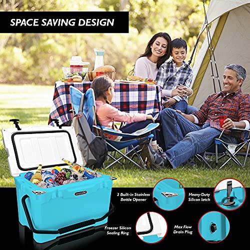 Serenelife 45 Quart Portable Cooler Box - Lightweight Heavy-Duty Travel Ice Cooler With Wheels, 2-Way Handles, Drain - 5 Days Ice Retention, Holds 63 12-Ounce Cans & 2-Liter Bottles Slcb45Bl (Blue) #TOP1