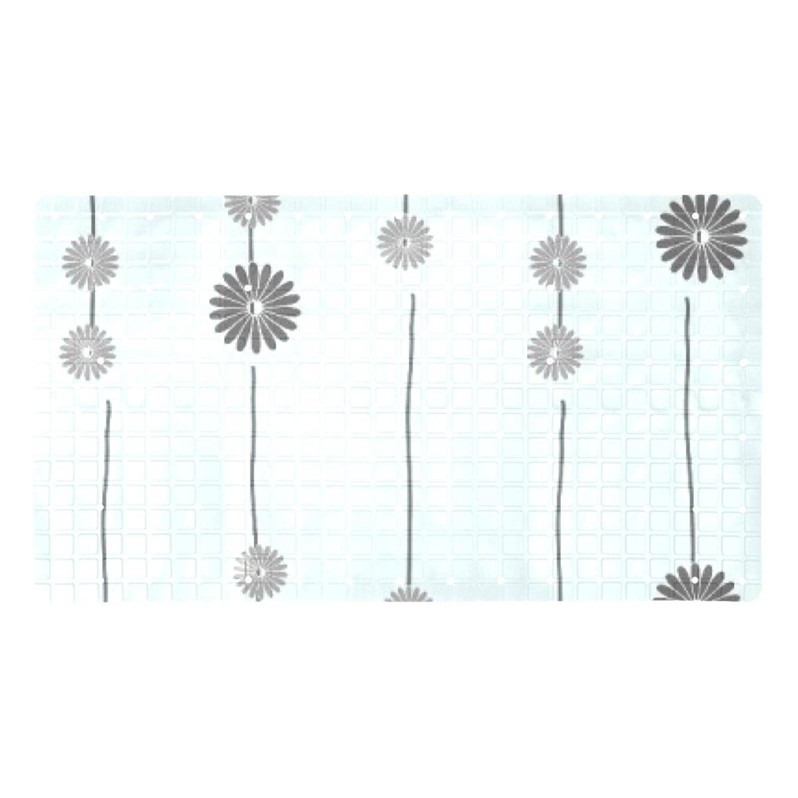 Tapis de douche antidérapant à ventouses et motif marguerites pour baignoire salle de bain