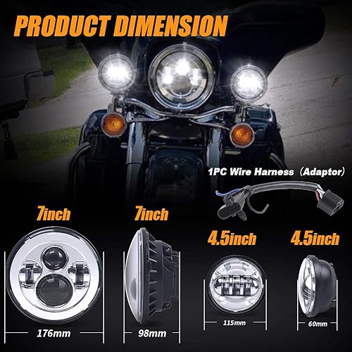 Miniatura 32 de Faro delantero LED de 5.75 pulgadas (14.61 cm) para Harley Davidson 883 Sportster Iron Dyna Street Bob, luz de conducción para motocicleta