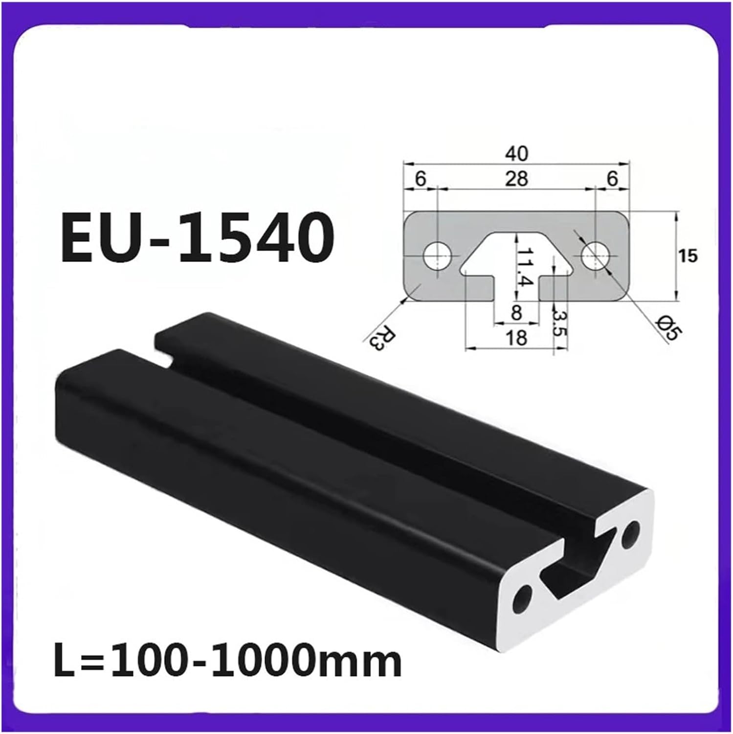 1540 Aluminum Extrusion Frame Length 100-1000mm Anodized Linear Guide Rail for CNC 3D Printer Workbench(300mm)