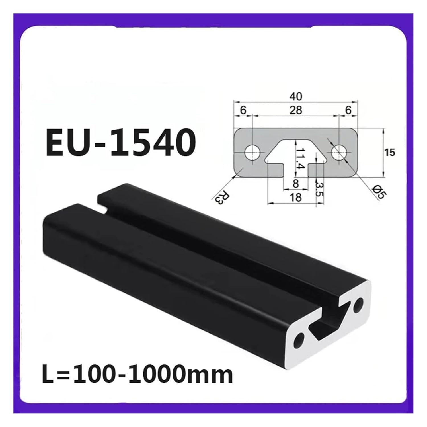 1540 Aluminum Extrusion Frame Length 100-1000mm Anodized Linear Guide Rail for CNC 3D Printer Workbench(150mm)