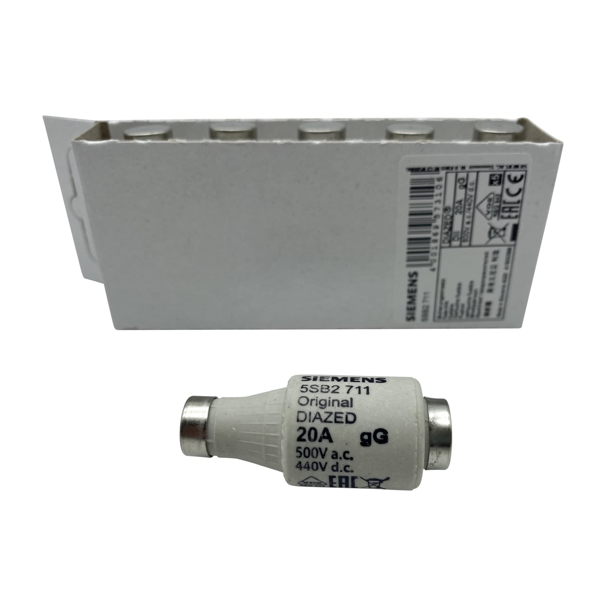 SIEMENS - x5 Stück DIAZED-Sicherungseinsatz 500V 20A