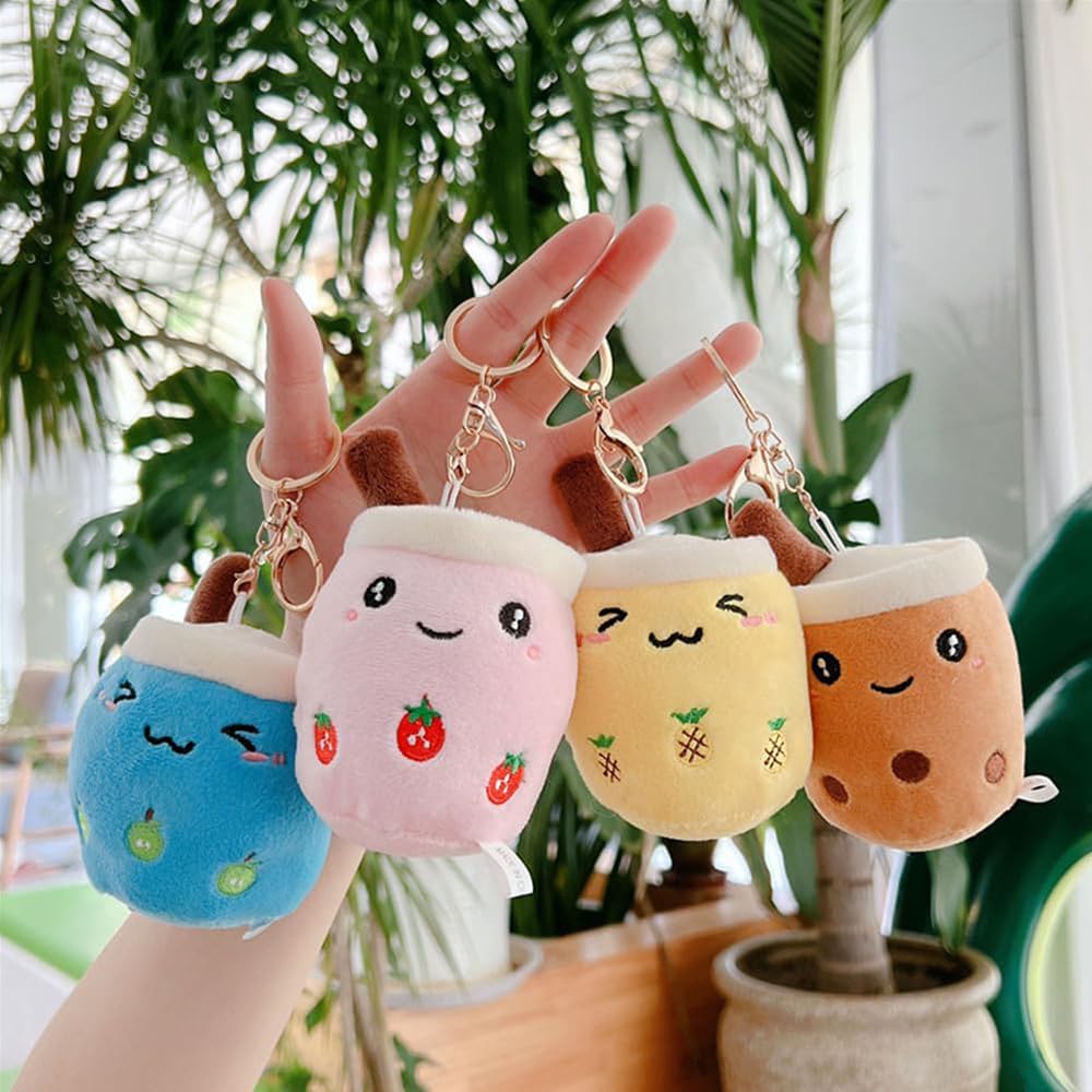 RXKFIGX 6er-Set Bubble Tea Kuscheltiere – Mit Schlüsselanhänger, Weich & Süß, Für Deko & Geschenke