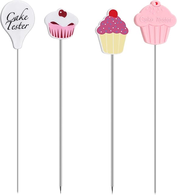 Cake Tester Needles Holiday Stainless Steel Reusable Cake Testing Needles Practical Cake Tester Skewer Needles for Kitchen Home Bakery Tools, 4 Pieces