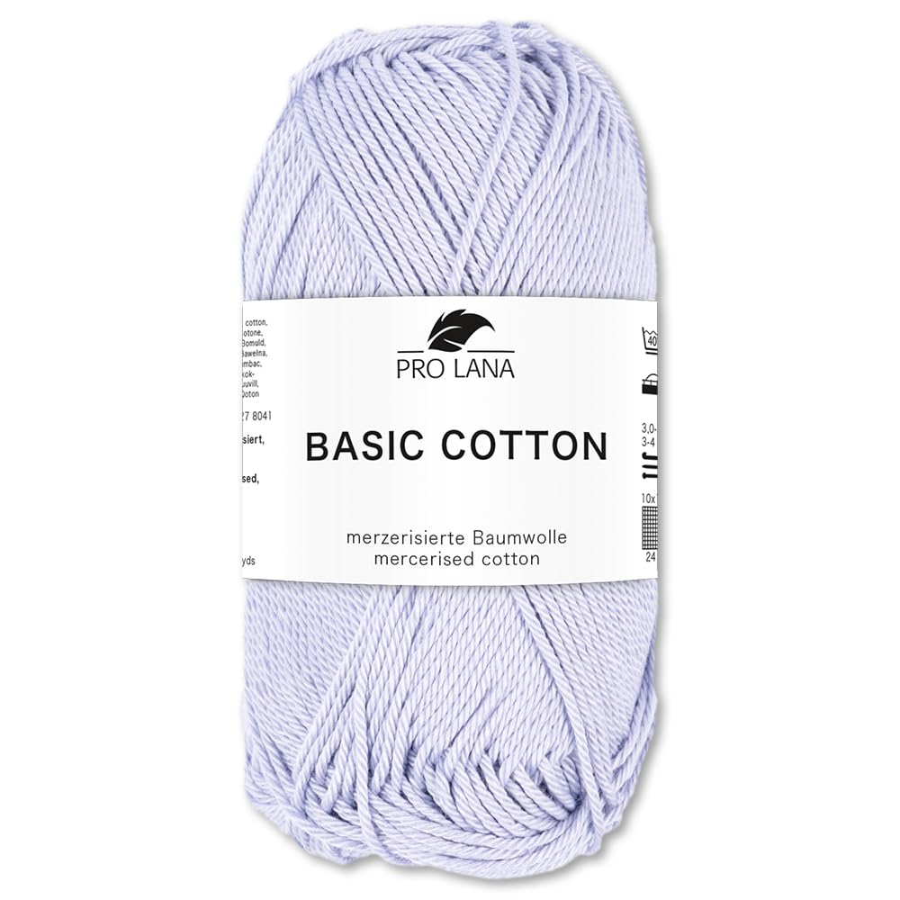 Frida's Wollhaus Pro Lana 50 g Basic Cotton Knitting Crochet Wool Yarn Basic Yarn 105 Colours (241 | Mauve)