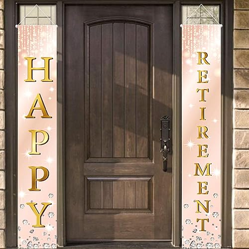 Miniatura 9 de LOONELO Cartel colgante de puerta con tema de jubilación de 70.8 x 11.8 pulgadas, cartel colgante para puerta, suministros de decoración de fiesta