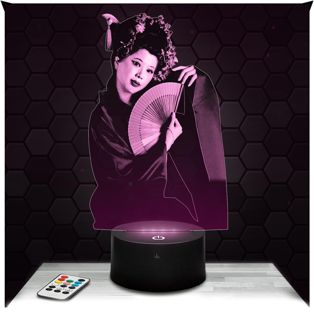 Lampephoto.fr - Realistic 3D Geisha Lamp Japanese Geisha Geiko Artist Gift, Touch LED Night Light, 3D Hologram Effect, Christmas Birthday Gift Idea for Boy or Girl, Bedroom Decoration Object
