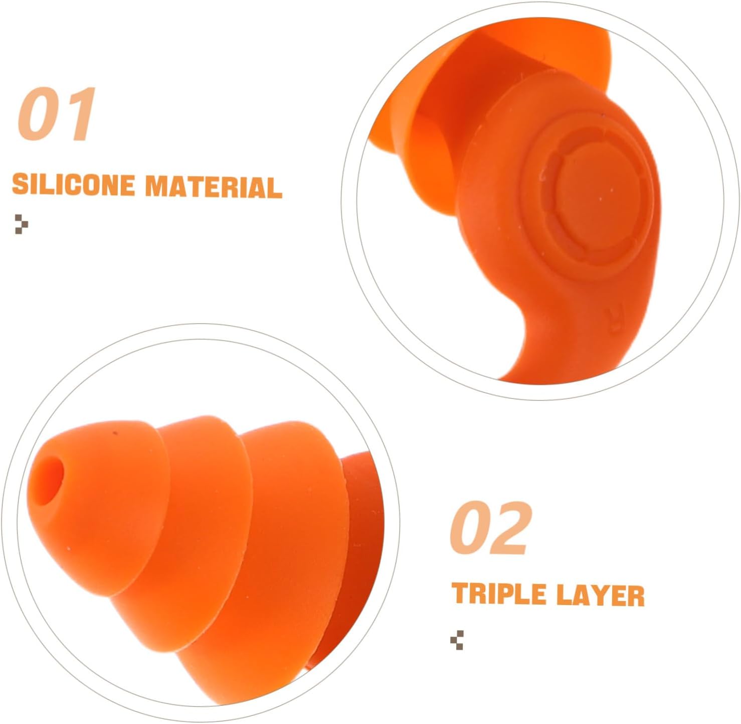 POPETPOP 3 Pairs Reusable Silicone for Swimming Bathing and Sleeping Noise Reduction and Comfortable Ergonomic Fit for Daily Use