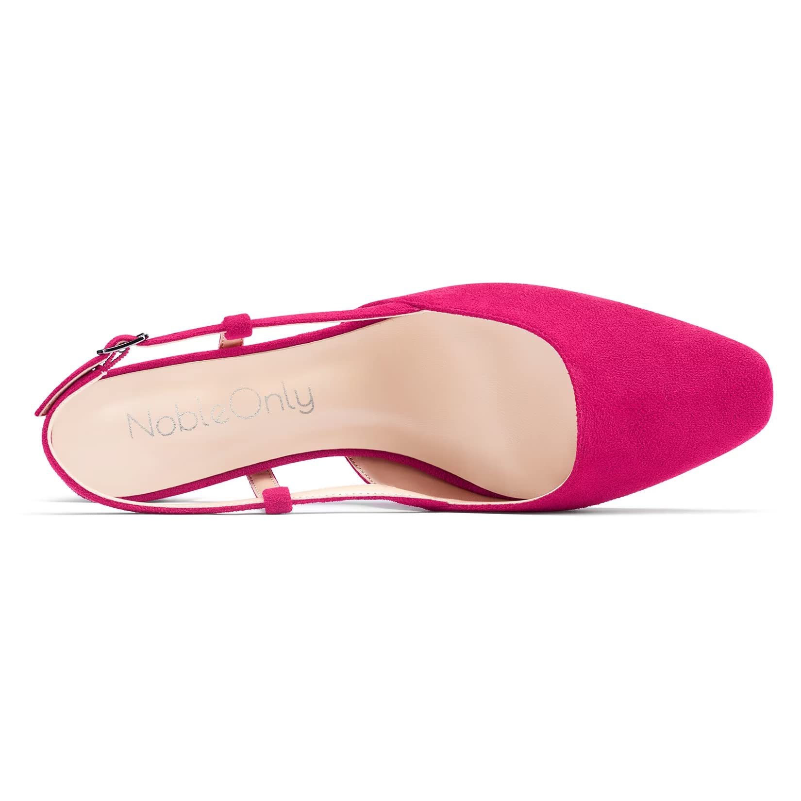 NobleOnly Femmes Bloc Chunky Bas Kitten Talon Heel Carré Bout Sandales Slingback Slip-on Escarpins Mariage Cute Chaussures
